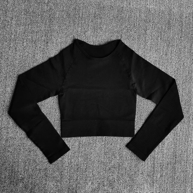 Yoga Sports Crop Top Long Sleeve Gym Women's Seamless T-shirt Fitness Woman Sport T-shirt Workout Tops For Women's Sportswear