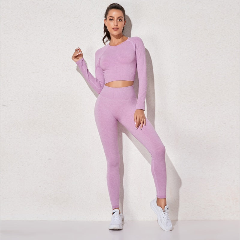 Yoga Sports Crop Top Long Sleeve Gym Women's Seamless T-shirt Fitness Woman Sport T-shirt Workout Tops For Women's Sportswear